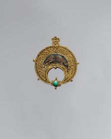 Crescent-Shaped Pendant with Confronted Birds, Egypt, 11th century. Creator: Unknown