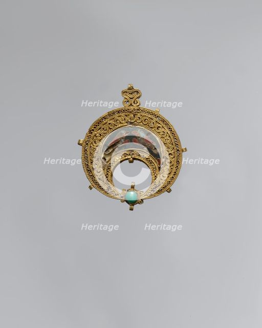 Crescent-Shaped Pendant with Confronted Birds, Egypt, 11th century. Creator: Unknown.