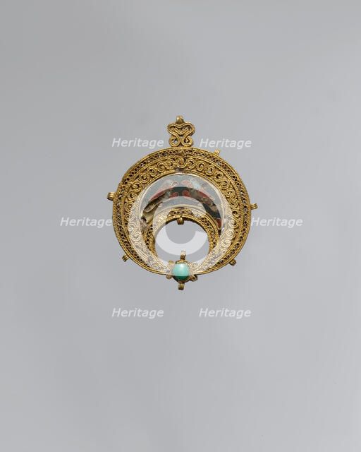 Crescent-Shaped Pendant with Confronted Birds, Egypt, 11th century. Creator: Unknown.