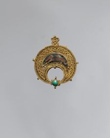 Crescent-Shaped Pendant with Confronted Birds, Egypt, 11th century. Creator: Unknown