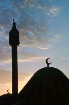 Crescent symbols on the Fatima Mosque, Abdullah Al-Salem, Kuwait. Creator: Tony Evans