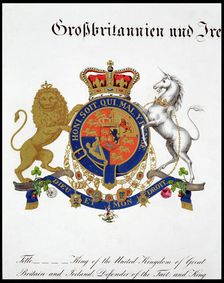 Crest of the King of the United Kingdom of Great Britain and Ireland and Hanover, 19th century