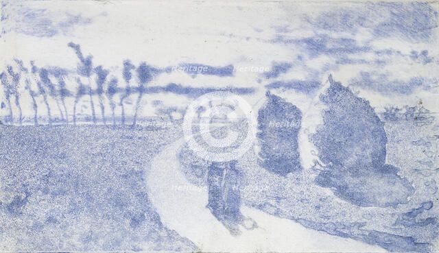 Crepuscule (avec Meules), 1879. Creator: Camille Pissarro.