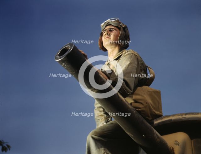 Crewman of an M-3 tank, Ft. Knox, Ky., 1942. Creator: Alfred T Palmer.