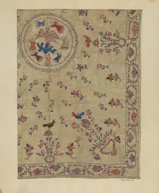 Crewel Bedspread, c. 1937. Creator: Mary Berner