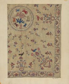 Crewel Bedspread, c. 1937. Creator: Mary Berner