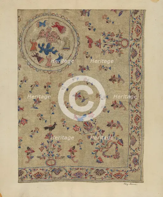 Crewel Bedspread, c. 1937. Creator: Mary Berner.