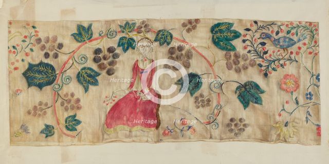 Crewel Embroidered Valance, c. 1936. Creator: Lawrence Peterson.