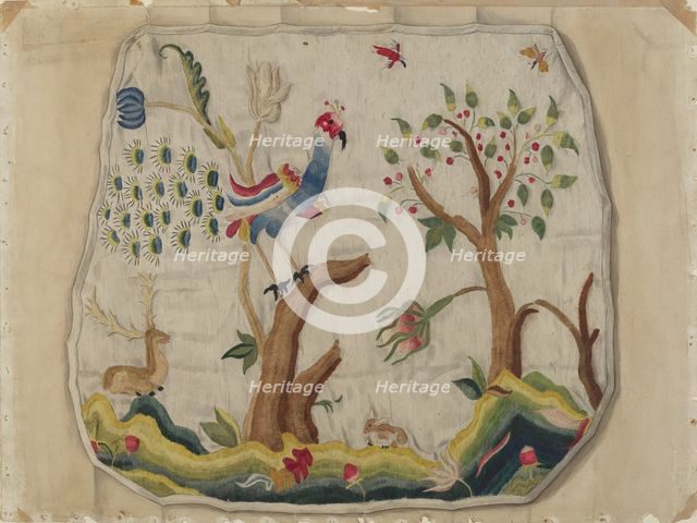 Crewel Embroidery Chair Seat, c. 1936. Creator: Eleanor Cunningham.