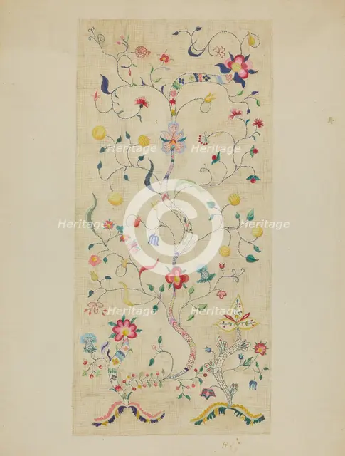 Crewel Embroidery, c. 1936. Creator: Fanchon Larzelere.