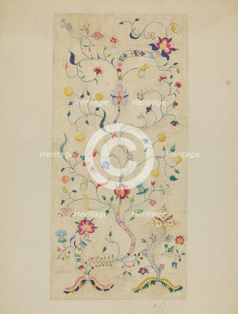 Crewel Embroidery, c. 1936. Creator: Fanchon Larzelere.
