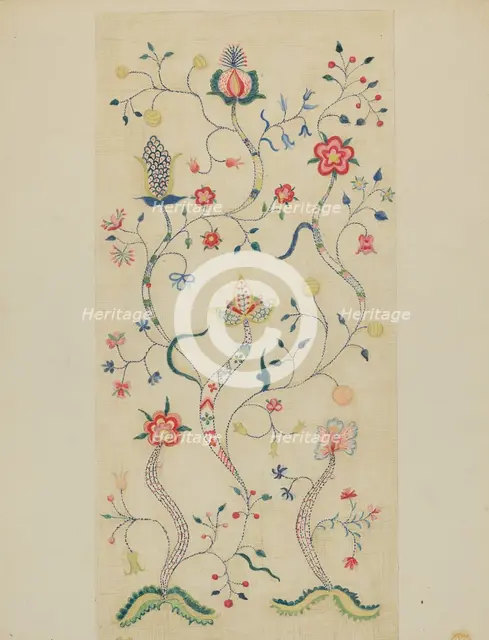 Crewel Embroidery, c. 1936. Creator: Fanchon Larzelere.