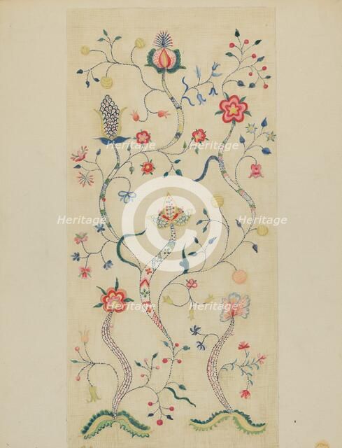 Crewel Embroidery, c. 1936. Creator: Fanchon Larzelere.