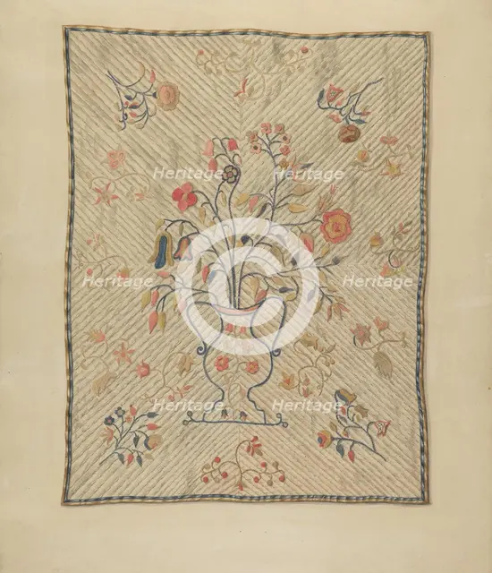 Crewel Wall Hanging, c. 1937. Creator: Isabelle De Strange.