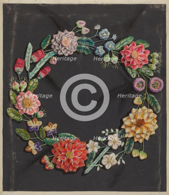 Crewel Work Wreath, c. 1936. Creator: Robert Stewart.