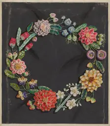 Crewel Work Wreath, c. 1936. Creator: Robert Stewart
