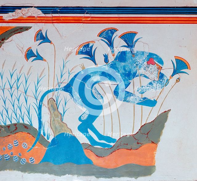 Cretan fresco of a monkey and papyrus, 16th-14th century BC. Artist: Unknown