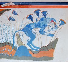 Cretan fresco of a monkey and papyrus, 16th-14th century BC