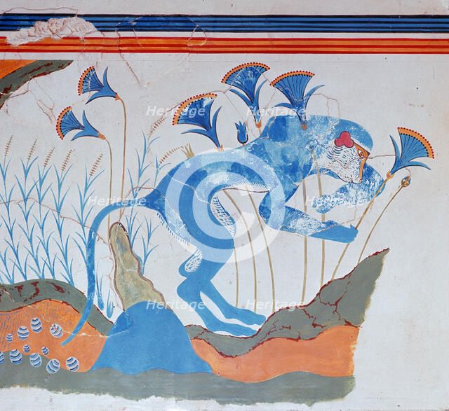 Cretan fresco of a monkey and papyrus, 16th-14th century BC. Artist: Unknown
