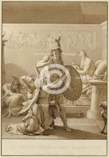Creusa Pleads with Aeneas as He Leaves for War, 1803. Creator: Jean-Michel Moreau.