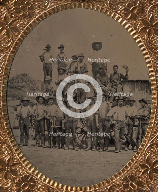 Crew of Twenty-one Workmen Posing With Tools Outdoors, 1860s-80s. Creator: Unknown.