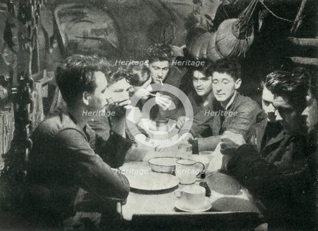 Crew of a British submarine in the mess room, World War II, 1945. Creator: Unknown.