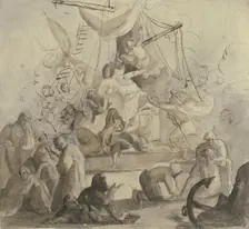 Crew of a frigate, in a battle (?), 1846. Creator: Victor Muller
