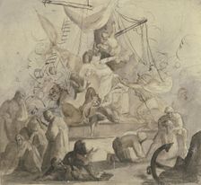 Crew of a frigate, in a battle (?), 1846. Creator: Victor Muller