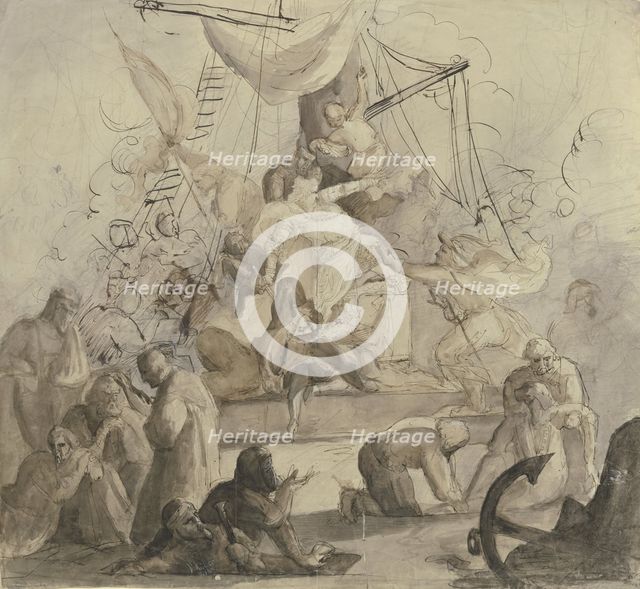 Crew of a frigate, in a battle (?), 1846. Creator: Victor Muller.
