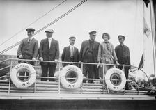 Crew of Lundin Boat, A.J. Meldrum, Chas. Kliktherg, Walter Patterson, E. Sivard & wife..., 1914. Creator: Bain News Service