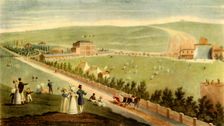 Cricket at Ireland's Royal Brighton Gardens, c.1830 (1947). Creator: George Hunt