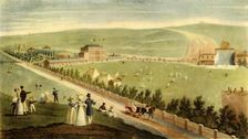 Cricket at Ireland's Royal Brighton Gardens, c.1830 (1947). Creator: George Hunt