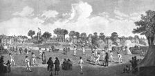'Cricket at Moulsey Hurst; 1780 1890. Creator: Unknown