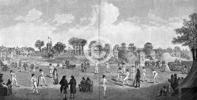 Cricket at Moulsey Hurst, 1890. Artist: Unknown