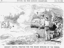 Cricket - Capital Practice for the Round Bowling of the Period 1859. Creator: Unknown