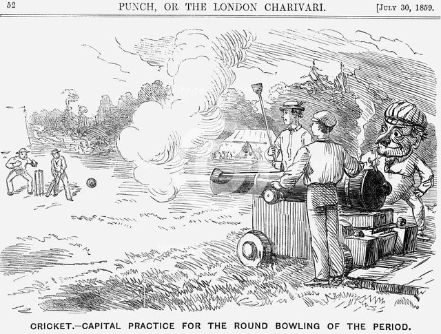 'Cricket - Capital Practice for the Round Bowling of the Period', 1859. Creator: Unknown.