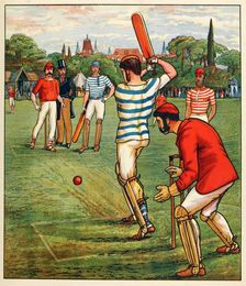 Cricket, from British Sports and Games, pub. C. 1880. Creator: English School (19th Century)