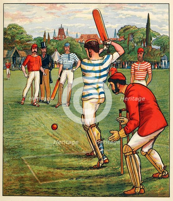 Cricket, from British Sports and Games, pub. C. 1880. Creator: English School (19th Century).