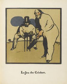 Cricket Game. From Almanach de Douze Sports, 1898. Artist: Nicholson, Sir William (1872-1949)