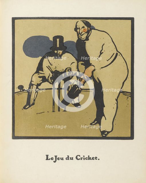 Cricket Game. From Almanach de Douze Sports, 1898. Artist: Nicholson, Sir William (1872-1949)