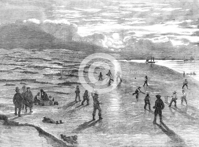 Cricket Match upon the Goodwin Sands, 1854. Creator: Unknown.