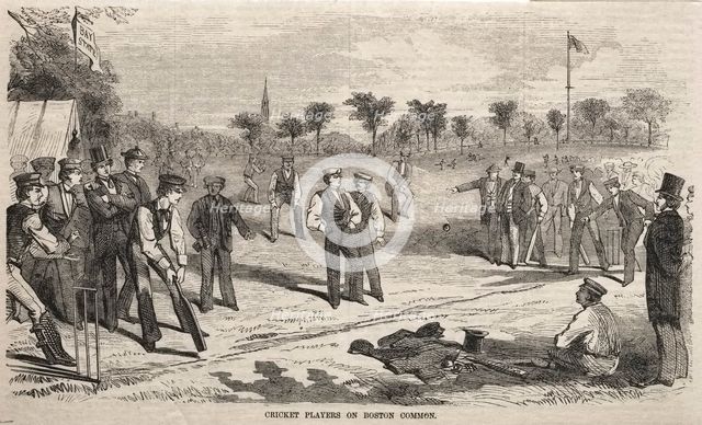 Cricket Players on Boston Common, 1859. Creator: Winslow Homer (American, 1836-1910).