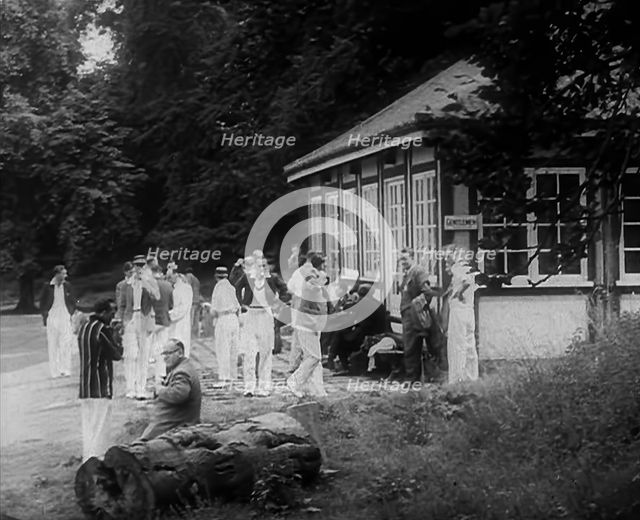 Cricket Players Relaxing Outside, 1940. Creator: British Pathe Ltd.