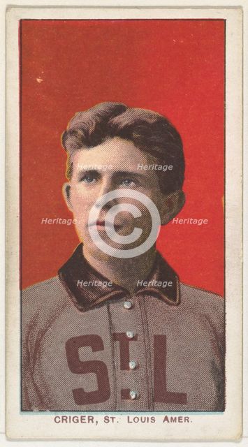 Criger, St. Louis, American League, from the White Border series (T206) for the America..., 1909-11. Creator: American Tobacco Company.