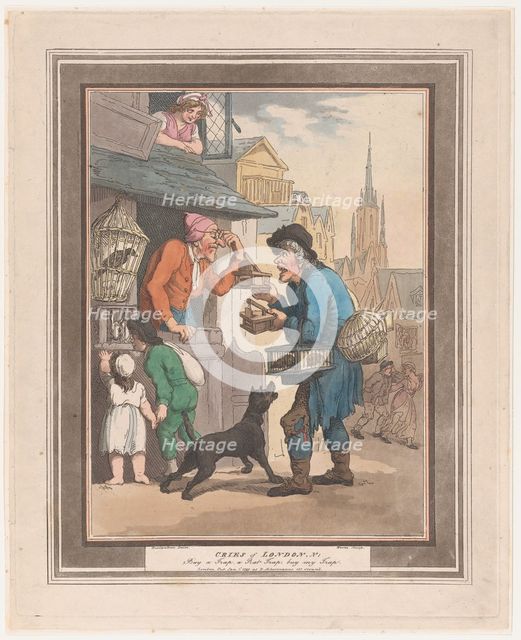 Cries of London: No.1: Buy a Trap, a Rat-Trap, January 1, 1799. Creator: Henri Merke.