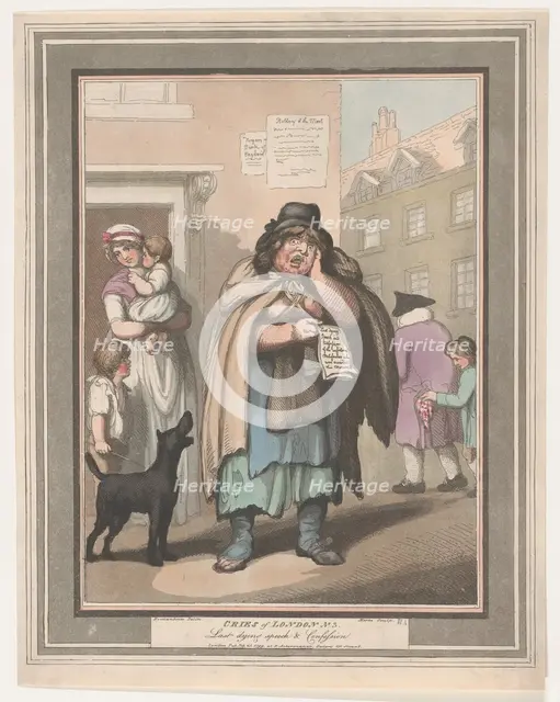 Cries of London, No. 3: Last Dying Speech and Confession, February 20, 1799. Creator: Henri Merke.