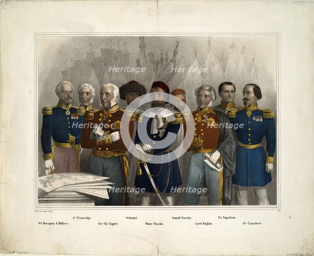 Crimean War leaders group portrait, 1855-1856. Artist: Scholz, Joseph (active 19th century)