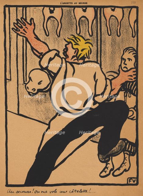 Crimes and Punishments XX, 777: Help! My cutlet's being stolen! , 1869. Creator: Félix Vallotton (French, 1865-1925).