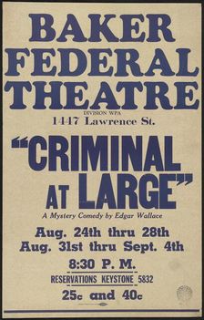 Criminal at Large, Denver, 1938. Creator: Unknown