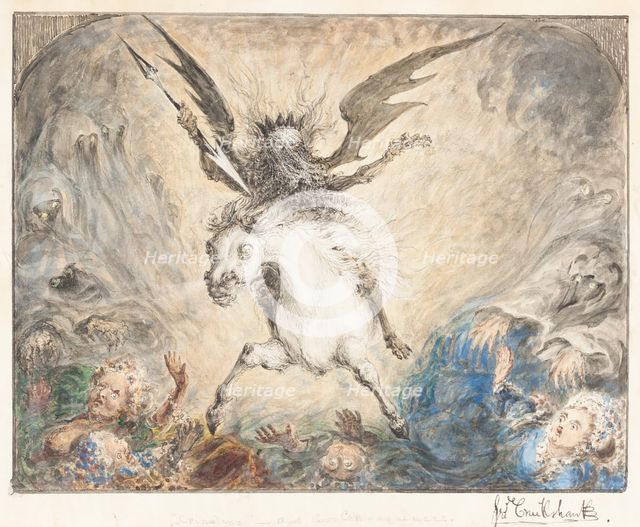 Crinolina - and the Consequences [recto], 1865. Creator: George Cruikshank.